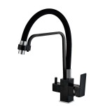 Смеситель для кухни HAIBA HB76857 с подключением фильтра, гибкий излив, латунь, черный &mdash; 