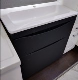 Тумба с раковиной El Fante Бергамо мини 80 Люкс антискрейтч черный, PLUS подвесная 2 ящика — 
