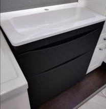 Тумба с раковиной El Fante Бергамо мини 80 Люкс антискрейтч черный, PLUS подвесная 2 ящика — 