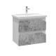 Тумба с раковиной подвесная Grossman "ИНЛАЙН-60 см" с 2-я ящ.белая/бетон(ум.Фостер-60)  (106004 + 16413)