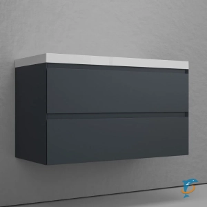 Тумба с раковиной подвесная Style Line Манхэттен 100 2 ящика PLUS, графит  (ЛС-00002357+СС-00002464)