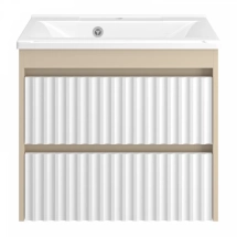 Тумба под раковину Brevita Balaton 65 подвесная белая, бежевая — 