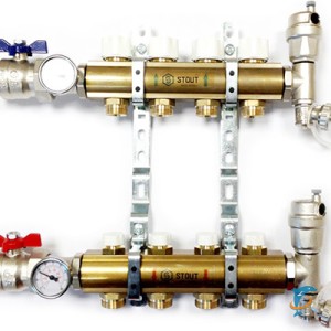 Коллектор распределительный STOUT для тёплого пола без расходомеров 9 выходов (SMB 0468 000009)