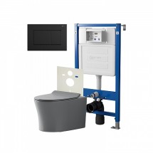 Инсталляция Point Элемент PN45120 + Клавиша Ника черн мат PN44081BM + Унитаз Вега сер мат — 