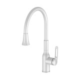 Смеситель для кухни HAIBA HB73825-8 гибкий излив,нержавеющая сталь, белый — 