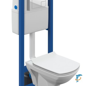 Комплект Cersanit CARINA XL CO DPL EO slim инсталляция VECTOR, кнопка CORNER пластик белый (64119)