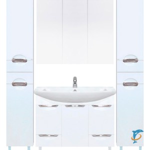 Мебель для ванной Misty Лаванда 105 с двумя ящиками и двумя пеналами  (Э-Лав01105-0112Я+Misty_4620008197388+Э-Бал04105-011+Э-Лав05035-011Л+Э-Лав05035-011П)