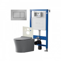 Инсталляция Point Элемент PN45120 + Клавиша Ника хром PN44081C + Унитаз Вега сер мат PN41711GM — 