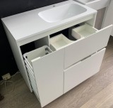 Тумба с раковиной El Fante Барселона 90 Люкс белая, PLUS напольная 2 ящика, правая с выкатной корзиной — 