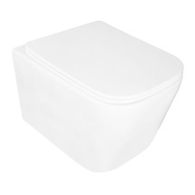 Унитаз подвесной Loranto Delphi 340х485х290 безободковый с системой смыва Tornado в комплекте с быстросъемным сиденьем микролифт (91343) — 