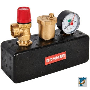 Группа безопасности котла ROMMER 3 бар, 1  (до 50 кВт) (в теплоизоляции) RVS-0004-055025  (RVS-0004-055025)