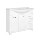 Тумба для комплекта Style Line Олеандр-2 100 с 3-мя ящиками — Тумба "Олеандр-2 100" (3 ящ.) под умывальник Эльбрус 100, Люкс белая ЛС-00000584 + 1WH110255