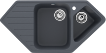 Угловая двухсекционная мойка с отверстием под смеситель ULGRAN U-409 антрацит — 