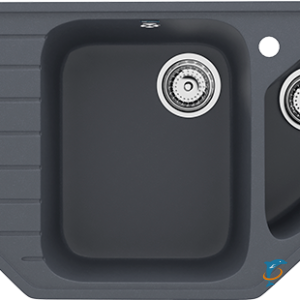 Угловая двухсекционная мойка с отверстием под смеситель ULGRAN U-409 антрацит  (U-409-343)
