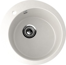 Круглая мойка с отверстием под смеситель ULGRAN U-405 молочный — 