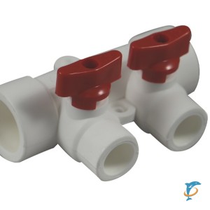 Коллектор полипропиленовый 32-20 на 4 выхода Millennium (красная ручка) (3M62-mnr-320420)