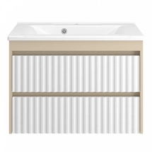 Тумба под раковину Brevita Balaton 80 подвесная белая, бежевая — 