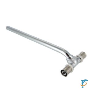 Пресс тройник VALTEC 16х15х16 мм, 30 см с хромированной трубкой (VTm.282.N.161516)