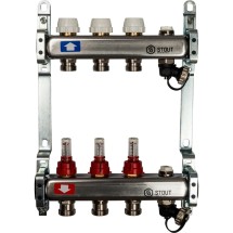 Stout Коллектор из нержавеющей стали с расходомерами, с клапаном вып. воздуха и сливом 3 вых. — 