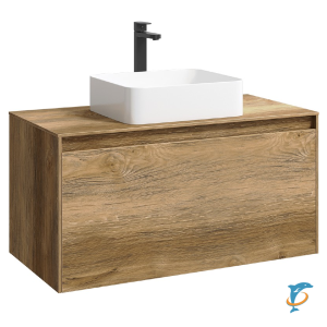 Тумба с раковиной Aqwella 5 Stars Mobi 100 подвесная, дуб балтийский (раковина Джой)  (MOB0110DB+MOB0710DB+641945)