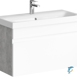 Тумба с раковиной Aqwella Smart 80 подвесная бетон светлый  (SRT0108BS+UM-MOD80SL/1)