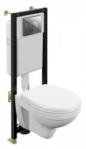 Подвесной унитаз Cersanit DELFI TPL + BLACK + LEON  хром глянцевый — 