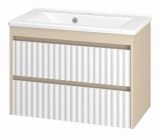 Тумба с раковиной Brevita Balaton 80 подвесная белая, бежевая — 