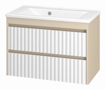 Тумба с раковиной Brevita Balaton 80 подвесная белая, бежевая — 