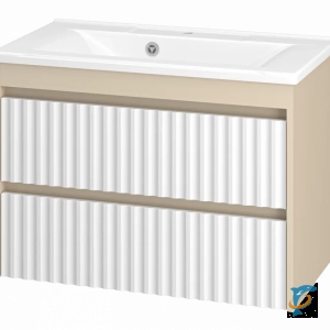 Тумба с раковиной Brevita Balaton 80 подвесная белая, бежевая (БАЛ-06080-03-012Я+Misty_5003800)