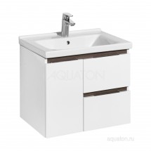 Тумба с раковиной Aquaton Рене 60 белая, грецкий орех — 