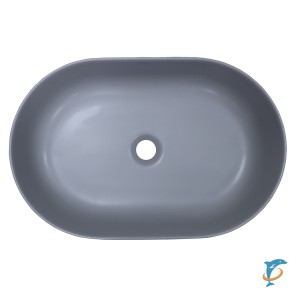 Раковина-чаша Creo Ceramique 580х380х140 накладная, овальная, керамика, серый матовый (PU4300SG)  (PU4300SG)