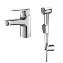 Смеситель для раковины с гигиеническим душем Azario керамический картридж, хром (AZ-HU245911) — 