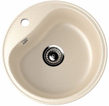 Круглая мойка с отверстием под смеситель ULGRAN U-100 бежевый — 