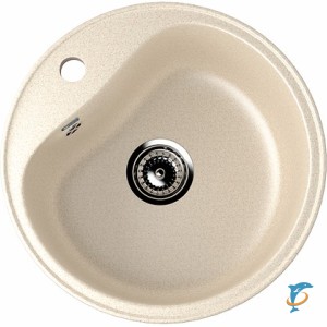 Круглая мойка с отверстием под смеситель ULGRAN U-100 бежевый  (U-100-328)