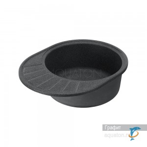 Мойка для кухни из литого мрамора Aquaton Чезана круглая с крылом графит 1A711232CS210  (1A711232CS210)