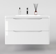 Тумба для комплекта Style Line Марелла 90 подвесная, белая, антискрейтч глянец — 