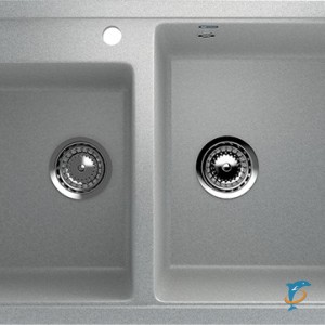 Двухсекционная мойка с отверстием под смеситель ULGRAN U-200 серый  (U-200-310)
