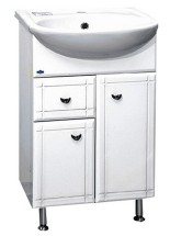 Тумба с раковиной Misty Уют 50 с 1 ящиком белая — 