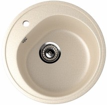 Круглая мойка с отверстием под смеситель ULGRAN U-101 бежевый — 