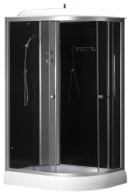 Душевая кабина LORANTO SUNWAY 120х80х215 с низким поддоном 13 см, черное закаленное стекло 4 мм, профиль хром (CS-66121L G 120) — 