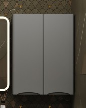 Шкаф подвесной Style Line Бергамо мини антискрейтч Plus 60 см , серый — Пенал подвесной Монако PLUS 36 Ориноко, белый лакобель ЛС-00000673