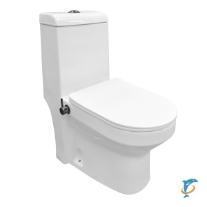 Унитаз-моноблок AZARIO BRUSCO 700x380x805 напольный, со встроенной функцией биде, в комплекте с сиденьем дюропласт микролифт (AZ-1085B) (AZ-1085B)