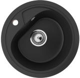 Круглая мойка с отверстием под смеситель ULGRAN U-500 ультра-черный — 