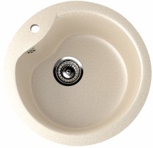 Круглая мойка с отверстием под смеситель ULGRAN U-102n бежевый — 