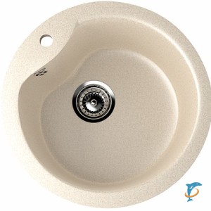 Круглая мойка с отверстием под смеситель ULGRAN U-102n бежевый  (U-102-328)