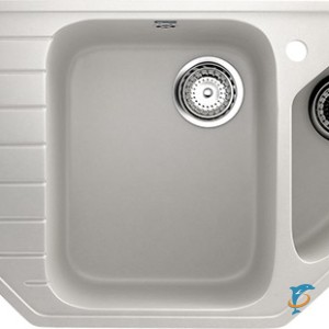 Угловая двухсекционная мойка с отверстием под смеситель ULGRAN U-409 молочный  (U-409-341)