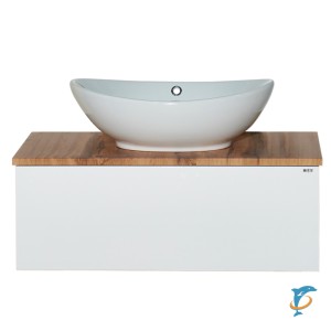 Тумба с раковиной Misty Ива 80 с 1 ящиком подвесная комбинированная (П-Ива-01080-951Я+Misty_4620008198989)