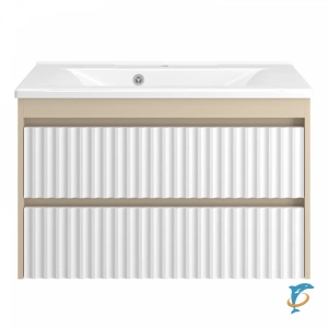 Тумба с раковиной Brevita Balaton 90 подвесная белая, бежевая (БАЛ-06090-03-012Я+Misty_5224900)