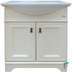 Тумба с раковиной Misty Лувр 75 напольная, слоновая кость  (П-Лвр01075-1014+Misty_4620008197470)