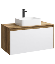 Тумба с раковиной Aqwella 5 Stars Mobi 100 подвесная, дуб балтийский, белый (раковина Олимпия 560) — 